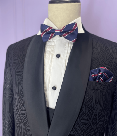 Black Printed Tuxedo Suit - Image 3