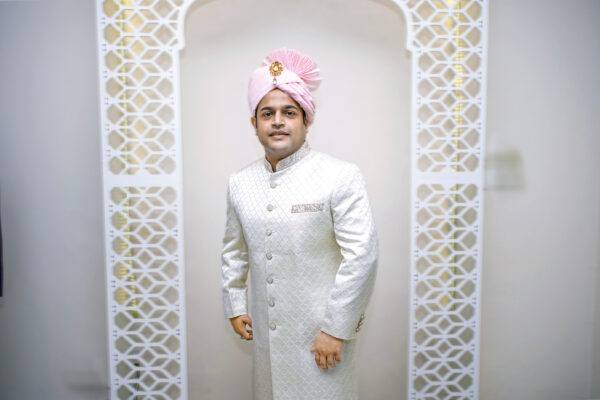 Elegant White Sherwani with Handcrafted Zardozi work - Image 2