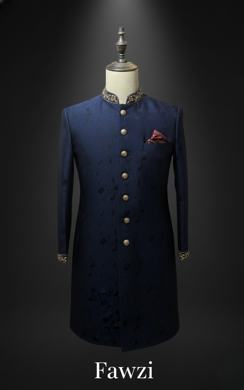 Gemini_Generated_Image_irw4u7irw4u7irw4 Blue Sherwani Simple Zardosi Handwork - Image 1